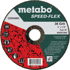 Metabo - 5" Diam, 7/8" Hole, 36 Grit Ceramic Alumina Fiber Disc - Eagle Tool & Supply