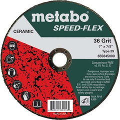 Metabo - 7" Diam, 7/8" Hole, 36 Grit Ceramic Alumina Fiber Disc - Eagle Tool & Supply