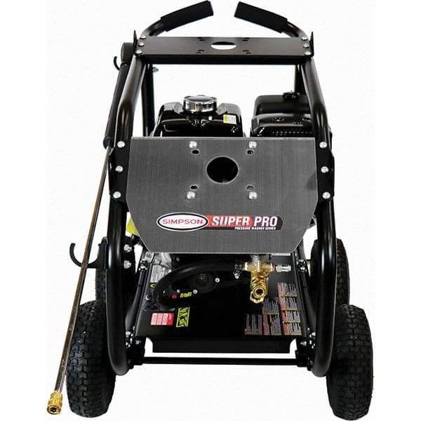 Simpson - Gas, 12 hp, 4,400 psi, 4 GPM, Cold Water Pressure Washer - AAA Triplex, 50' x 3/8" Hose - Eagle Tool & Supply