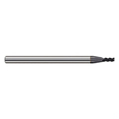 Variable Helix End Mills for Medium Alloy Steels - 0.0300″ Cutter Diameter × 0.0900″ Length of Cut Carbide Square End Mill for Medium Alloy Steels, 3 Flutes, AlTiN Coated - Exact Industrial Supply