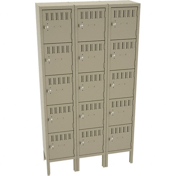 Tennsco - 15 Door, 5 Tier, Welded Locker - Eagle Tool & Supply
