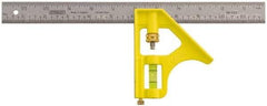 Stanley - 1 Piece, 12" Combination Square Set - 1/16" (English/Metric) Graduation, Chrome Blade, Die Cast Metal Combination Head - Eagle Tool & Supply