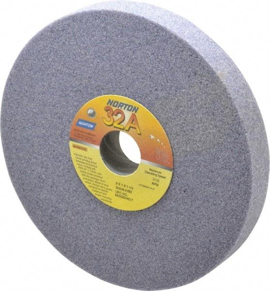 Norton - 8" Diam x 1-1/4" Hole x 1" Thick, I Hardness, 46 Grit Surface Grinding Wheel - Aluminum Oxide, Type 1, Coarse Grade, 3,105 Max RPM, Vitrified Bond, No Recess - Eagle Tool & Supply
