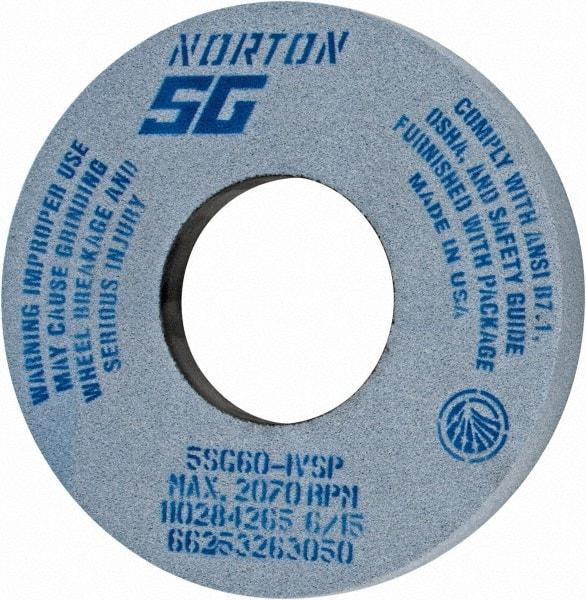 Norton - 12" Diam x 5" Hole x 1-1/2" Thick, I Hardness, 60 Grit Surface Grinding Wheel - Ceramic, Type 5, Medium Grade, 2,070 Max RPM, Vitrified Bond, One-Side Recess - Eagle Tool & Supply