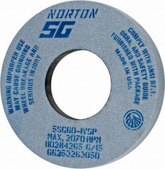 Norton - 12" Diam x 5" Hole x 1-1/2" Thick, I Hardness, 60 Grit Surface Grinding Wheel - Ceramic, Type 5, Medium Grade, 2,070 Max RPM, Vitrified Bond, One-Side Recess - Eagle Tool & Supply