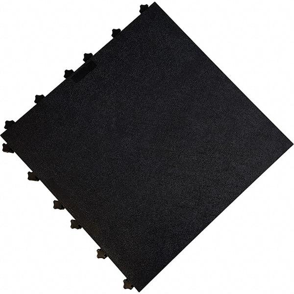 Ergo Advantage - 18" Long x 18" Wide x 1" Thick, Anti-Fatigue Modular Matting Anti-Fatigue Flooring - 2 Interlocking Sides, Black, For Dry Areas - Eagle Tool & Supply