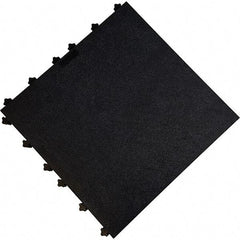 Ergo Advantage - 18" Long x 18" Wide x 1" Thick, Anti-Fatigue Modular Matting Anti-Fatigue Flooring - 2 Interlocking Sides, Black, For Dry Areas - Eagle Tool & Supply