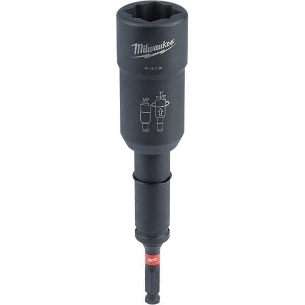 Milwaukee Tool - 1/2" Lineman's Utility Socket - 7/16" Drive, 10" OAL, 2.3" Socket Nose Diam - Eagle Tool & Supply