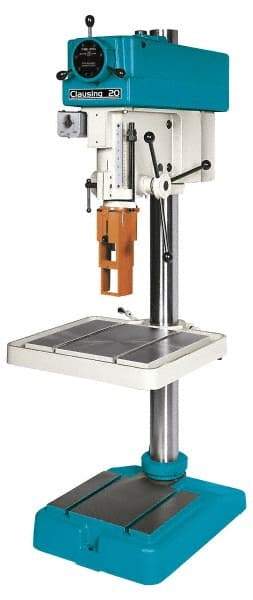 Clausing - 20" Swing, Step Pulley Drill Press - Variable Speed, 3/4 to 1-1/2 hp, Three Phase - Eagle Tool & Supply