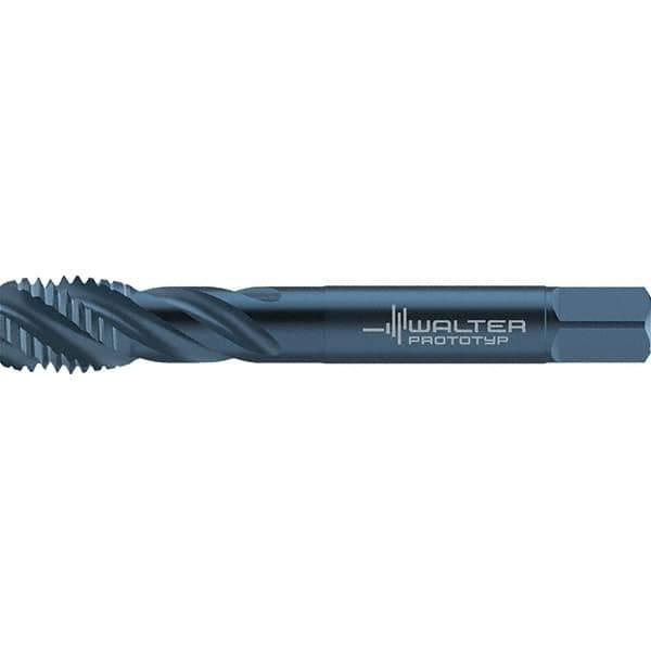 Walter-Prototyp - Metric 4 Flute 6HX Semi-Bottoming Spiral Flute Tap - High Speed Steel, Oxide Finish, 140mm OAL, Right Hand Flute, Right Hand Thread, Series TC117 - Eagle Tool & Supply
