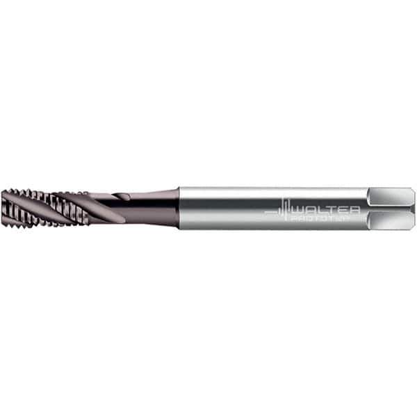 Walter-Prototyp - #4-40 UNC 3 Flute 2B/3B Semi-Bottoming Spiral Flute Tap - High Speed Steel, TiAlN Finish, 56mm OAL, Right Hand Flute, Right Hand Thread, Series TC117 - Exact Industrial Supply