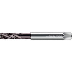 Walter-Prototyp - #2-56 UNC 3 Flute 2B/3B Semi-Bottoming Spiral Flute Tap - High Speed Steel, TiAlN Finish, 45mm OAL, Right Hand Flute, Right Hand Thread, Series TC117 - Exact Industrial Supply