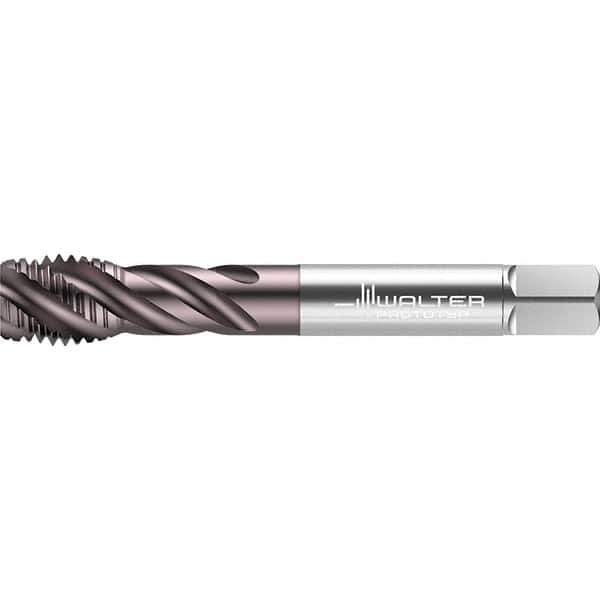 Walter-Prototyp - 3/4-10 UNC 4 Flute 2B/3B Bottoming Spiral Flute Tap - High Speed Steel, TiAlN Finish, 125mm OAL, Right Hand Flute, Right Hand Thread, Series TC117 - Exact Industrial Supply