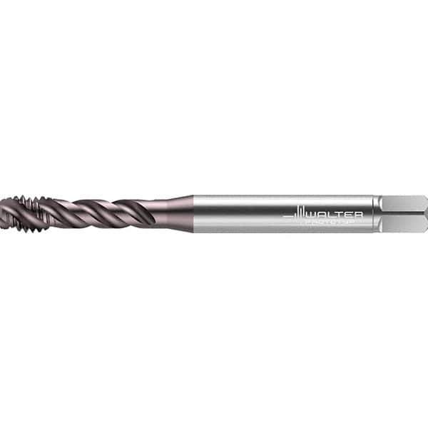 Walter-Prototyp - #8-36 UNF 3 Flute 2B/3B Semi-Bottoming Spiral Flute Tap - High Speed Steel, TiAlN Finish, 63mm OAL, Right Hand Flute, Right Hand Thread, Series TC117 - Exact Industrial Supply