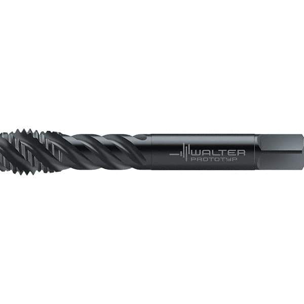 Walter-Prototyp - 5/8-11 UNC 4 Flute 2BX Semi-Bottoming Spiral Flute Tap - High Speed Steel, Oxide Finish, 110mm OAL, Right Hand Flute, Right Hand Thread, Series TC142 - Eagle Tool & Supply