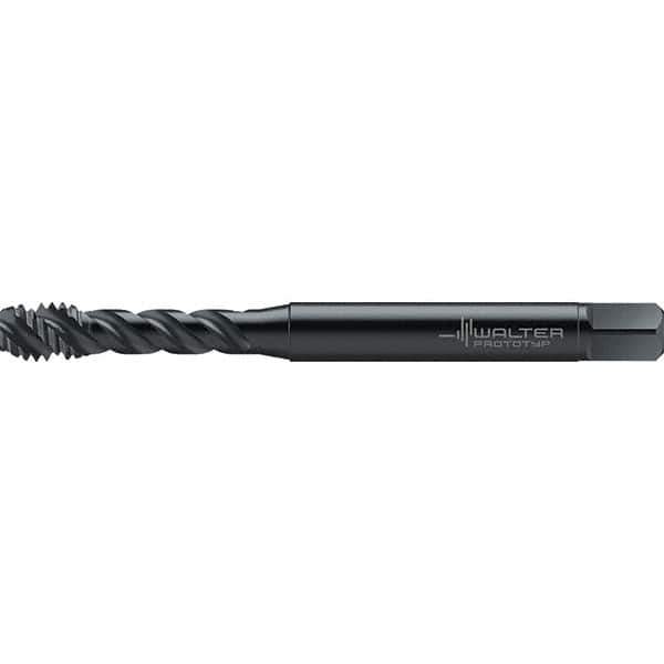 Walter-Prototyp - #6-32 UNC 3 Flute 2BX Semi-Bottoming Spiral Flute Tap - High Speed Steel, Oxide Finish, 56mm OAL, Right Hand Flute, Right Hand Thread, Series TC142 - Exact Industrial Supply