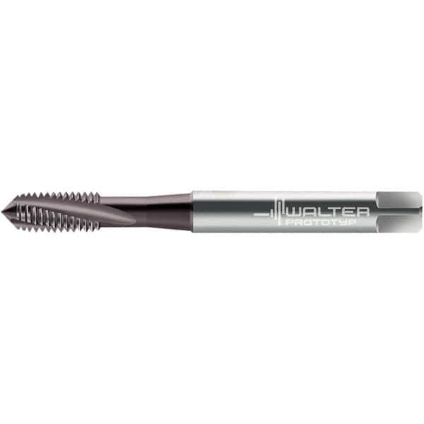 Walter-Prototyp - 1/4-20 UNC 3 Flute 2BX Semi-Bottoming Spiral Flute Tap - High Speed Steel, Bright Finish, 80mm OAL, Right Hand Flute, Right Hand Thread - Exact Industrial Supply