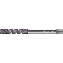 Walter-Prototyp - 3/8-16 UNC 3 Flute 2BX Semi-Bottoming Spiral Flute Tap - High Speed Steel, TiAlN Finish, 100mm OAL, Right Hand Flute, Right Hand Thread, Series TC142 - Eagle Tool & Supply