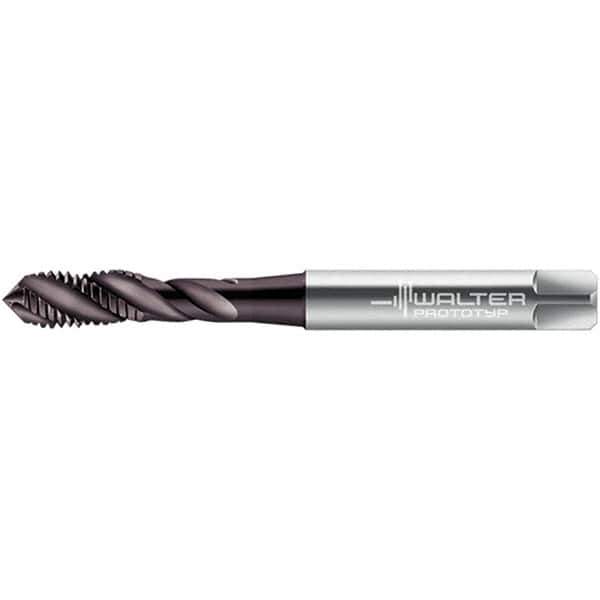 Walter-Prototyp - #5-40 UNC 3 Flute 2B Semi-Bottoming Spiral Flute Tap - High Speed Steel, Hardlube Finish, 56mm OAL, Right Hand Flute, Right Hand Thread - Exact Industrial Supply
