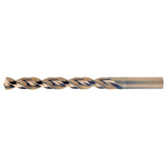 #46 RHS / RHC HSS-CO 8% (M42) 135 Degree Split Point Q-Cobalt Wide Land Parabolic Jobber Drill - Straw / Gold Oxide - Exact Industrial Supply