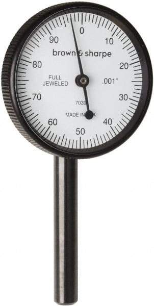 TESA Brown & Sharpe - 0.2 Inch Range, 0.001 Inch Dial Graduation, Dial Test Indicator - 1-1/2 Inch, 0-100 Dial Reading - Eagle Tool & Supply