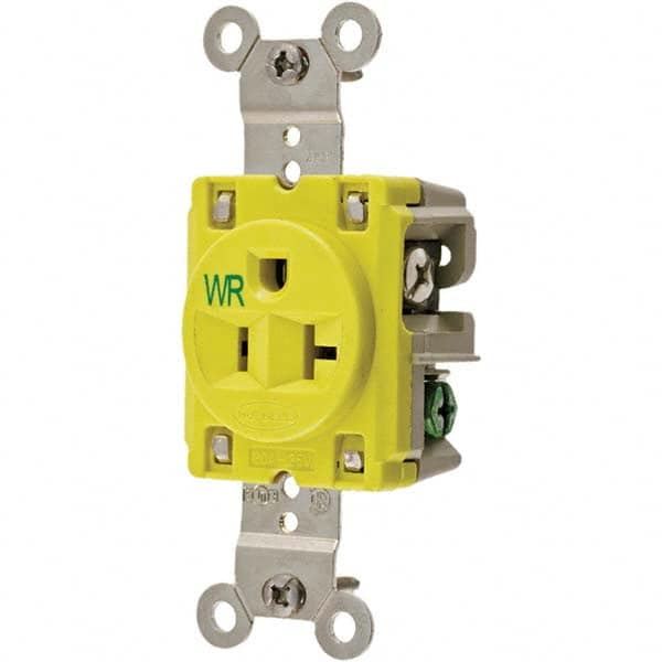 Hubbell Wiring Device-Kellems - 125V 20A NEMA 5-20R Marine Grade Yellow Straight Blade Single Receptacle - Eagle Tool & Supply