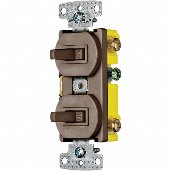 Hubbell Wiring Device-Kellems - Combination Wall Switch & Receptacles Combination Switch/Receptacle Type: Toggle Switch Color: Brown - Eagle Tool & Supply