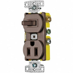 Hubbell Wiring Device-Kellems - Combination Wall Switch & Receptacles Combination Switch/Receptacle Type: Combination Outlet & Switch Color: Brown - Eagle Tool & Supply