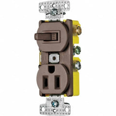 Hubbell Wiring Device-Kellems - Combination Wall Switch & Receptacles Combination Switch/Receptacle Type: Combination Outlet & Switch Color: Brown - Eagle Tool & Supply