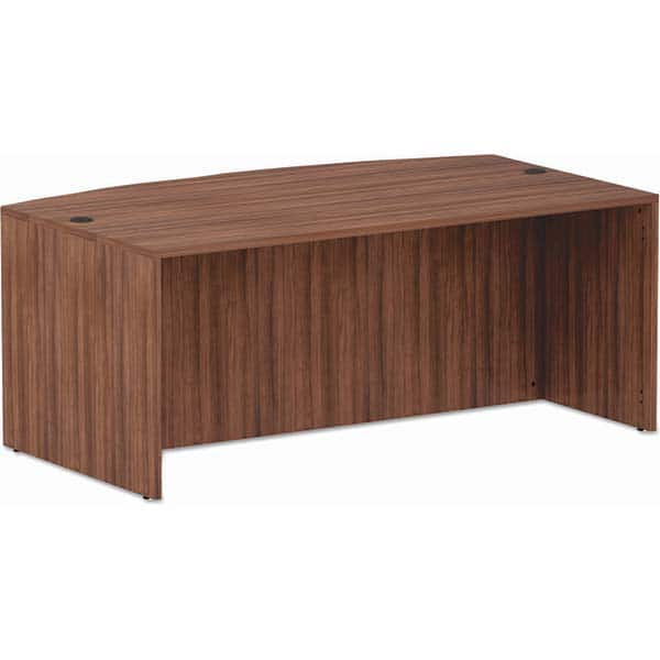 ALERA - Office Desks Type: Bow Front Desk Sheel Color: Modern Walnut - Eagle Tool & Supply