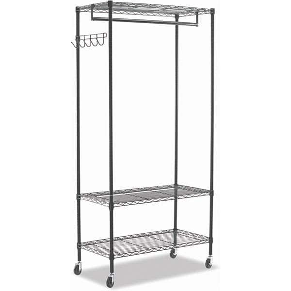 Coat Racks, Hooks & Shelving; Type: Garment Rack; Number of Hooks: 5; Color: Black; Length (Inch): 36; 36 in; Depth (Inch): 18 in; 18; Material: Steel; Type: Garment Rack; Color: Black; Overall Length: 36 in; Material: Steel; Overall Depth: 18 in; Materia