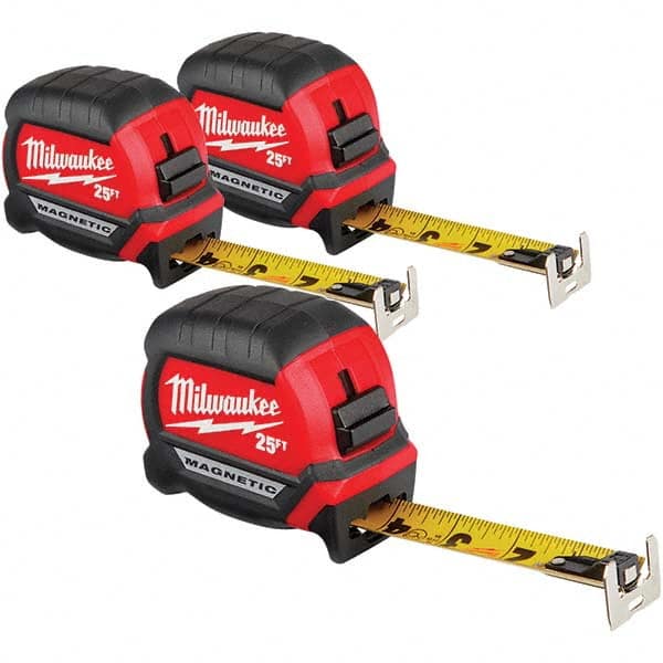 Milwaukee Tool - 25' x 1" Yellow/Black Blade Tape Measure - Eagle Tool & Supply