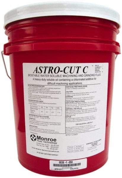 Monroe Fluid Technology - Astro-Cut C, 5 Gal Pail Cutting & Grinding Fluid - Water Soluble, For CNC Milling, Drilling, Tapping, Turning - Eagle Tool & Supply