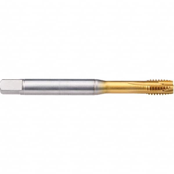 Emuge - M8x1.25 Metric 6G 0 Flute TiN-70 Finish Powdered Metal Spiral Point Tap - Eagle Tool & Supply