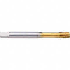 Emuge - M5x0.80 Metric 6G 0 Flute TiN-70 Finish Powdered Metal Spiral Point Tap - Eagle Tool & Supply