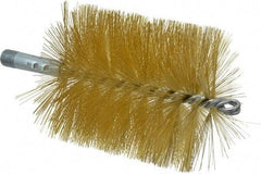 Schaefer Brush - 4-1/2" Brush Length, 4" Diam, Double Stem, Single Spiral Tube Brush - 8" Long, Brass, 1/4" NPSM Male Connection - Eagle Tool & Supply