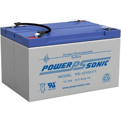 Power-Sonic - Lead-Acid, Quick-Disconnect Tab Terminal, 12 Volt, 12 Amp, Lead Rechargeable Battery - 3/16" Tab Width x 0.8mm Tab Thickness, 4" Wide x 3.7" High x 5.95" Deep - Eagle Tool & Supply