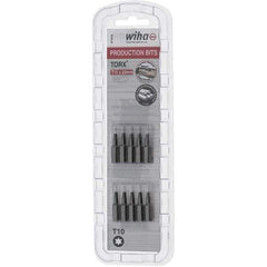 Wiha - 1/4" Drive T10 Torx Screwdriver Bit - 1" OAL, Insert Bit - Eagle Tool & Supply