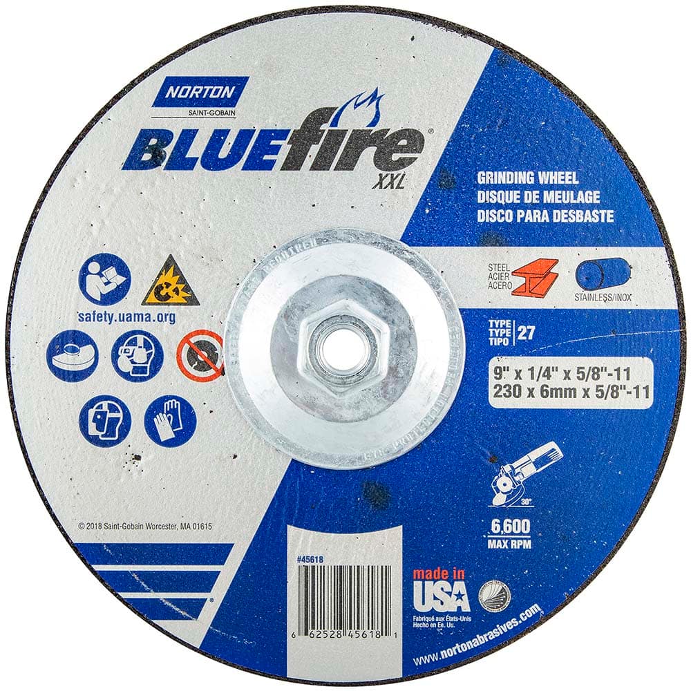 Norton - Depressed-Center Wheels Wheel Diameter (Inch): 9 Wheel Thickness (Inch): 1/4 - Eagle Tool & Supply