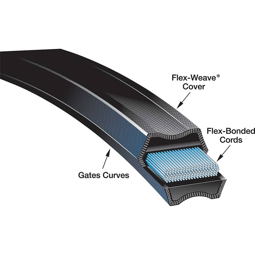 V Belt: Section Round, 23 mm Belt Width 8 mm Pitch, 198 Teeth, Neoprene, Black, 1584-8MGT-50 Belt Number