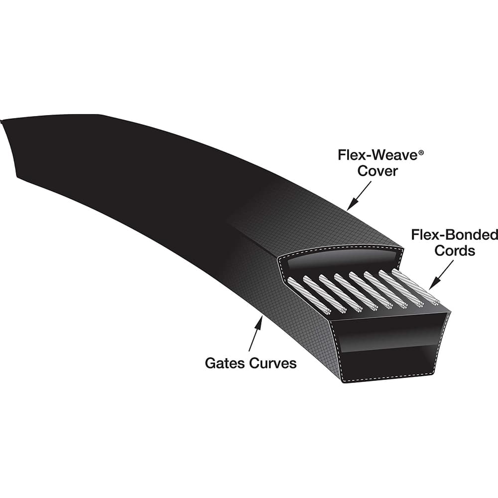 V Belt: Section D, 34 mm Belt Width 3 mm Pitch, 84 Teeth, Neoprene, Black, 252-3M-09 Belt Number