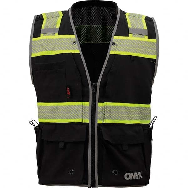 GSS Safety - Size 4XL Black Mesh/Solid General Purpose High Visibility Vest - Eagle Tool & Supply