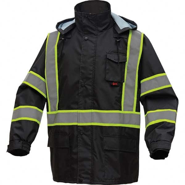 GSS Safety - Size 2X/3XL Black Waterproof Rain Jacket - Eagle Tool & Supply