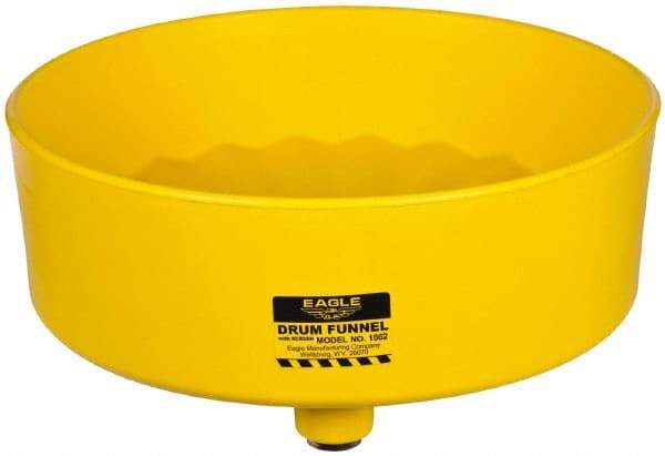 Eagle - 7" High x 18" Diam, Polyethylene, Drum Funnel with Brass Screen - 30 to 55 Gal Drum/Pail Capacity - Eagle Tool & Supply