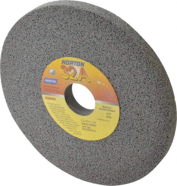 Norton - 7" Diam x 1-1/4" Hole x 1/2" Thick, H Hardness, 60 Grit Surface Grinding Wheel - Aluminum Oxide, Type 1, Medium Grade, 3,600 Max RPM, Vitrified Bond, No Recess - Eagle Tool & Supply