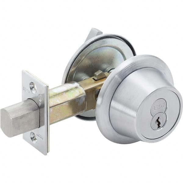 Best - Deadbolts Type: Heavy-Duty Single Cylinder Door Thickness Range: 1-3/4-2 - Eagle Tool & Supply