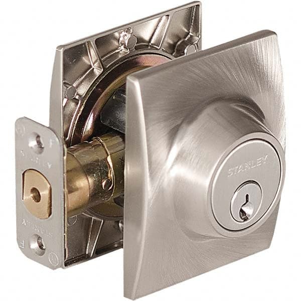 Stanley - Deadbolts Type: Single Cylinder Door Thickness Range: 1-3/8 - 1-3/4 - Eagle Tool & Supply