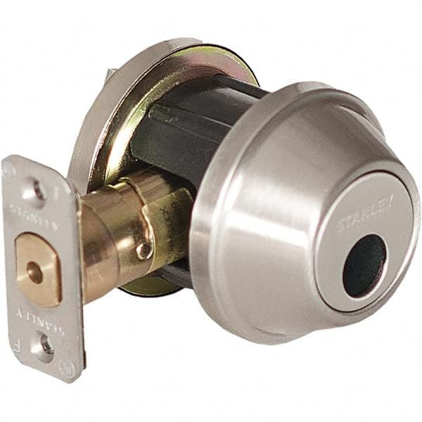 Stanley - Deadbolts Type: Single Cylinder Door Thickness Range: 1-3/8 - 1-3/4 - Eagle Tool & Supply