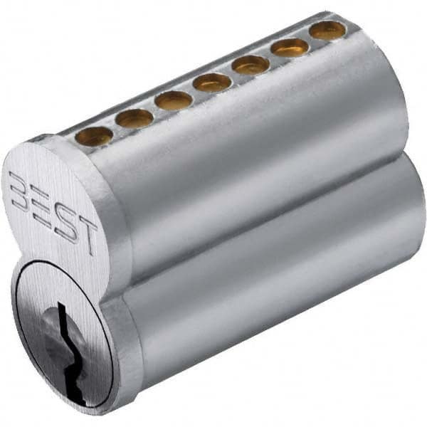 6, 7 Pin Best I/C Core Cylinder Small Format IC Brass, Satin Chrome Finish