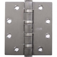 Stanley - 4-1/2" Long x 5" Wide Grade 1 304 Stainless Steel Full Mortise Ball Bearing Commercial Hinge - Eagle Tool & Supply